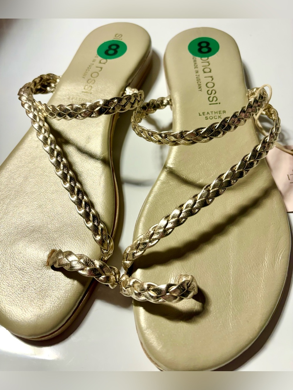 Simona Rossi Silver Braided Strappy Women's Sandals